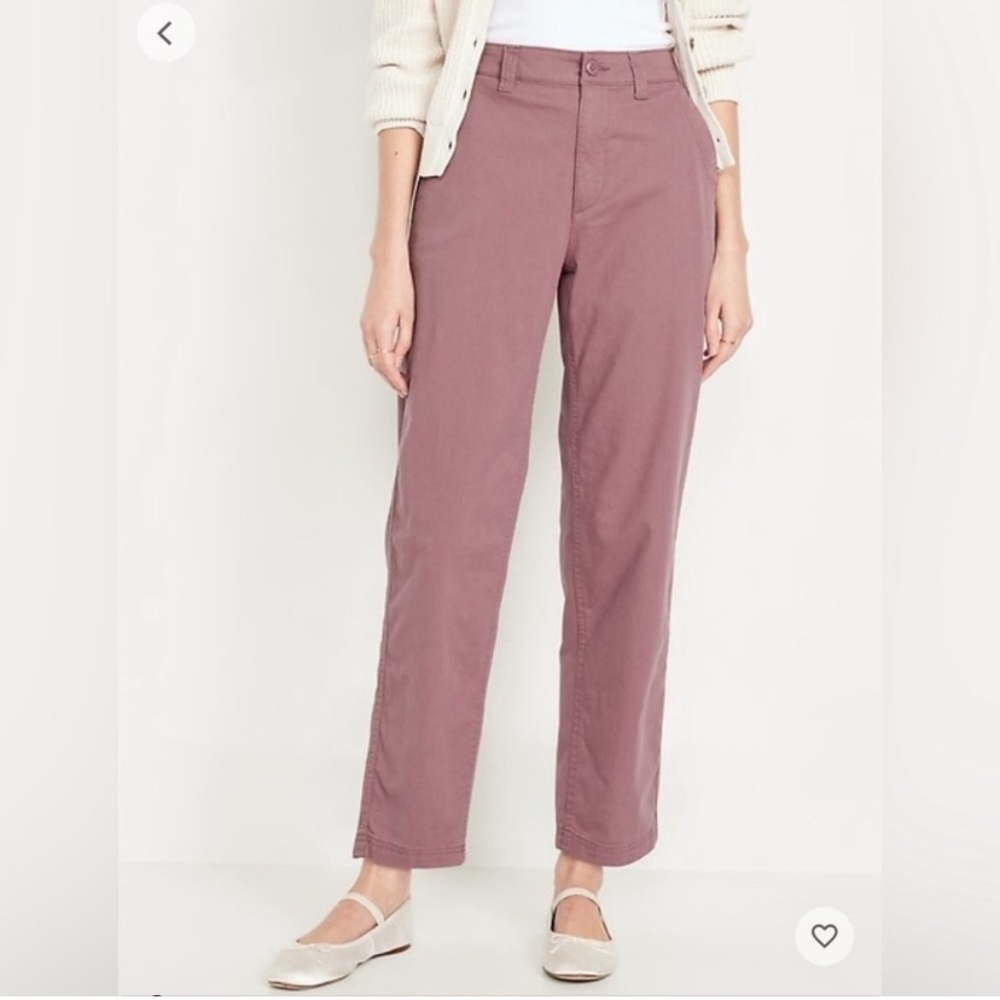 Old Navy High Waisted OGC Chino Tapered Straight Pants Small Muave Pink Purple